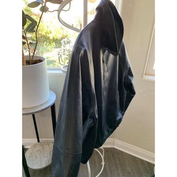 Mens St Johns Bay Black Leather Aviator Jacket Insulated Size Large GUC 6662 - Picture 10 of 13